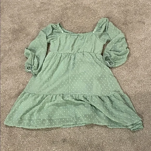 Market & Spruce Textured Green Off-Shoulder Long Sleeve Dress - Picture 6 of 6